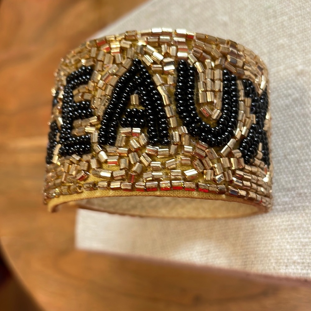 RESTOCK!! New Orleans Saints Game Day Beaded Geaux Saints Cuff Bracelet - Picture 6 of 6